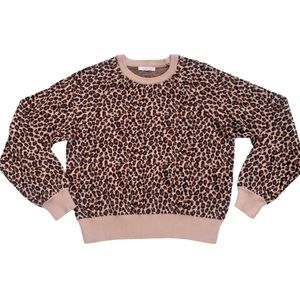 Copper Key Leopard Crew Neck Cropped Sweater L